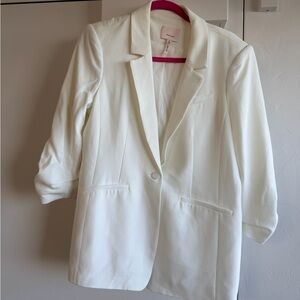 Cinq à Sept Khloe crepe Ruched Cream Blazer